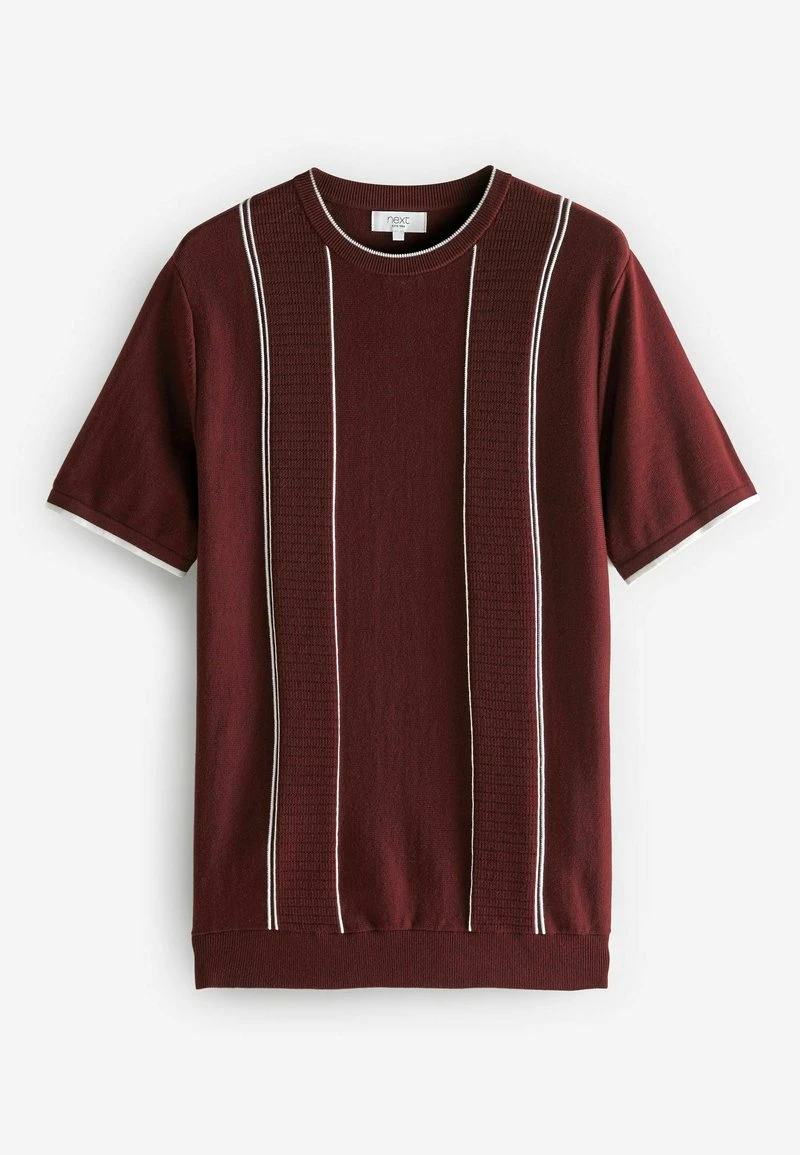 Next Herren KNITTED - T-Shirt Print - Burgundy Red – Bild 6