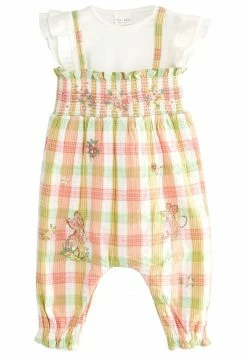 Next SET - Latzhose - Green And Pink Check Gingham | Kinder