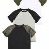 Next Kinder CAMOUFLAGE 3 PACK CAMO SHORT SLEEVE RAGLAN T-SHIRTS (3-16YRS) - T-Shirt Print - Black