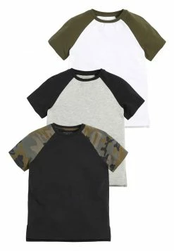 Next Kinder CAMOUFLAGE 3 PACK CAMO SHORT SLEEVE RAGLAN T-SHIRTS (3-16YRS) - T-Shirt Print - Black