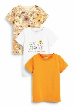 Next Kinder 3 PACK EMBROIDERED FLORAL SHORT SLEEVE - T-Shirt Print - Ochre Yellow