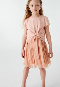 Next Kinder SHORT SLEEVE SEQUIN GLITTER - Jerseykleid - Pink