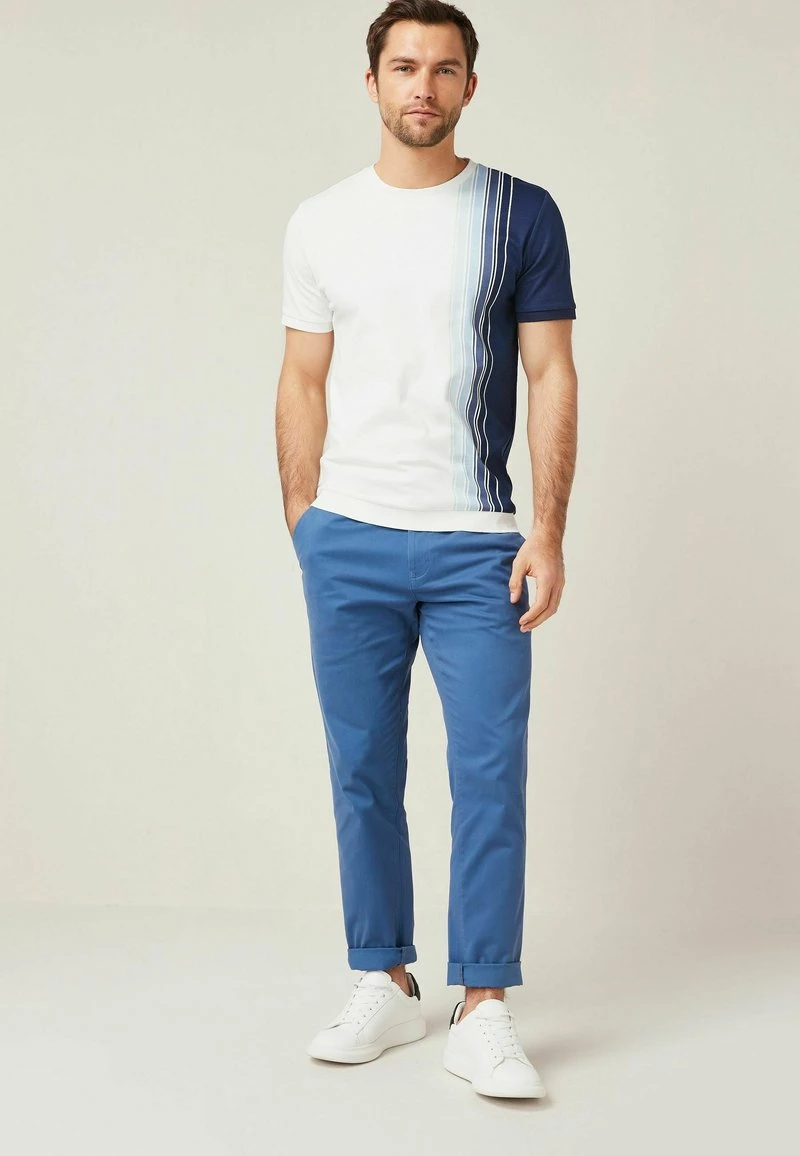 Next Herren BLOCKED - T-Shirt Print - White Blue Vertical Stripe – Bild 2