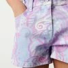 Next Kinder FRAYED HEM - Jeans Shorts - Purple Swirl Print