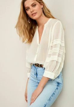 Next Damen LACE BACK DETAIL - Bluse - Cream Sparkle