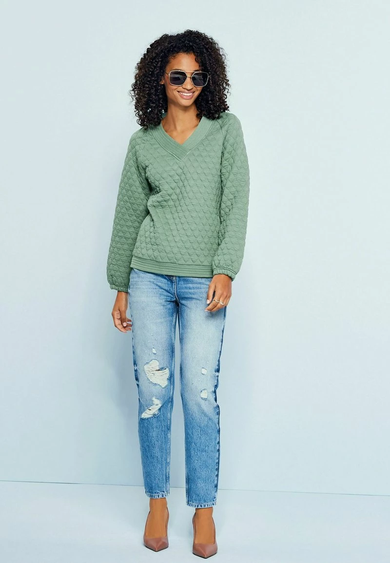 Next QUILTED V NECK - Sweatshirt - Green | Damen