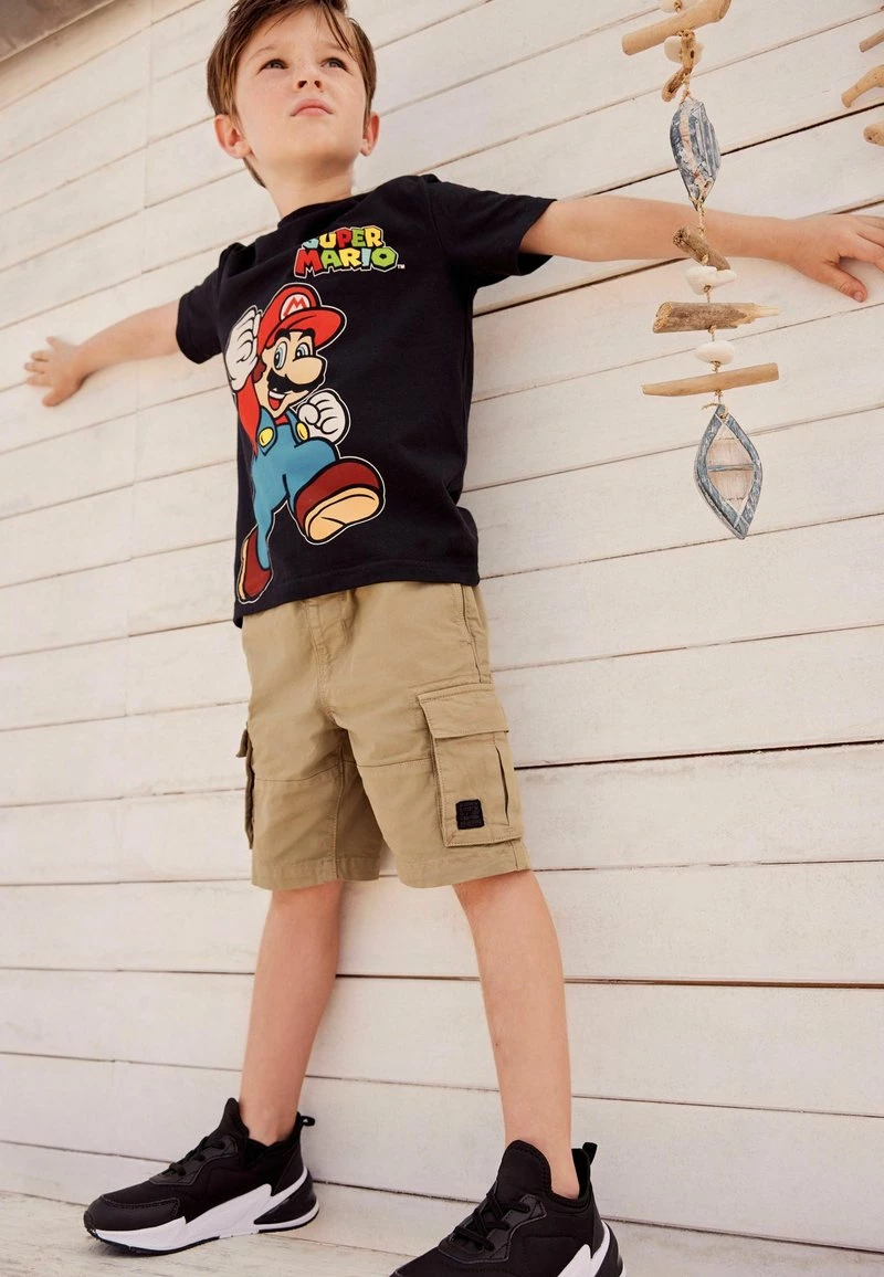 Next Kinder T-Shirt Print - Black Mario