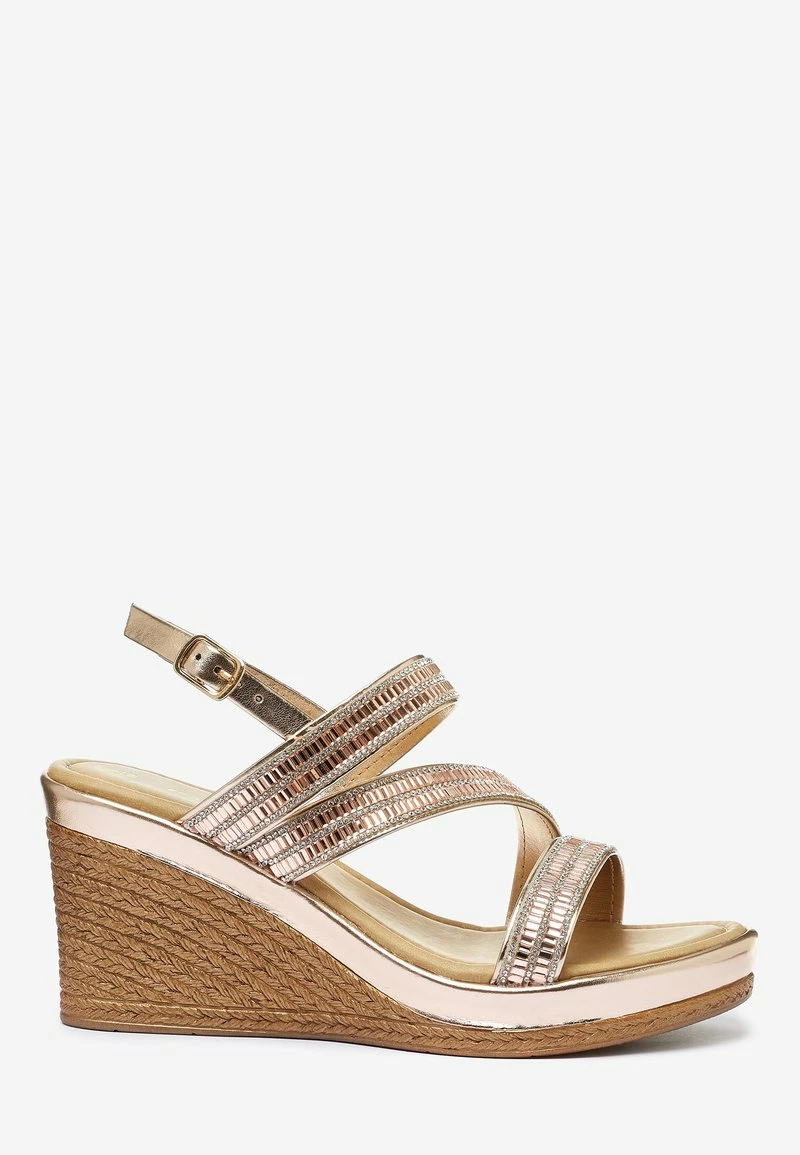 Next Damen SILVER ASYMMETRIC SPARKLY WEDGES - High Heel Sandalette - Gold – Bild 6