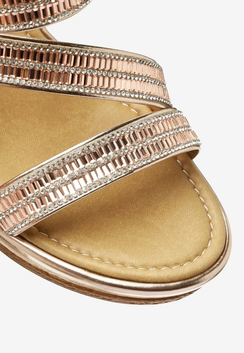 Next Damen SILVER ASYMMETRIC SPARKLY WEDGES - High Heel Sandalette - Gold – Bild 5