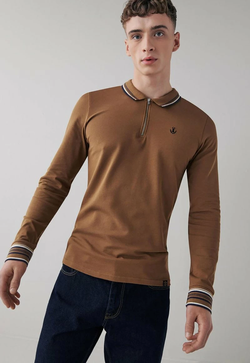 Next Herren ZIP - Poloshirt - Tan