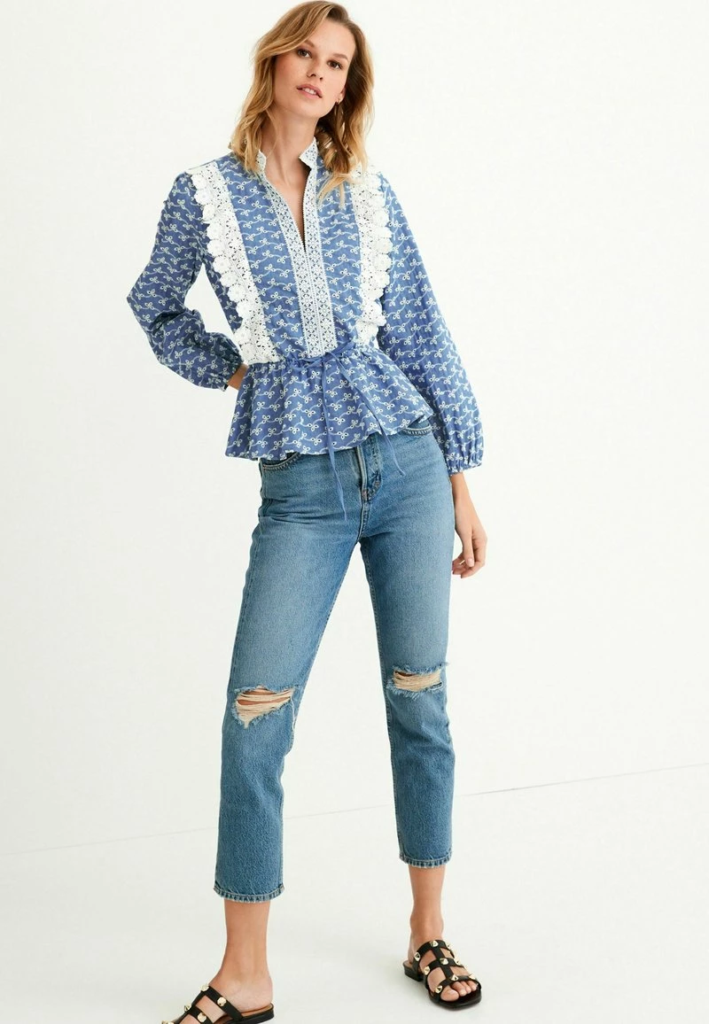 Next BRODERIE LONG SLEEVE - Tunika - Blue | Damen