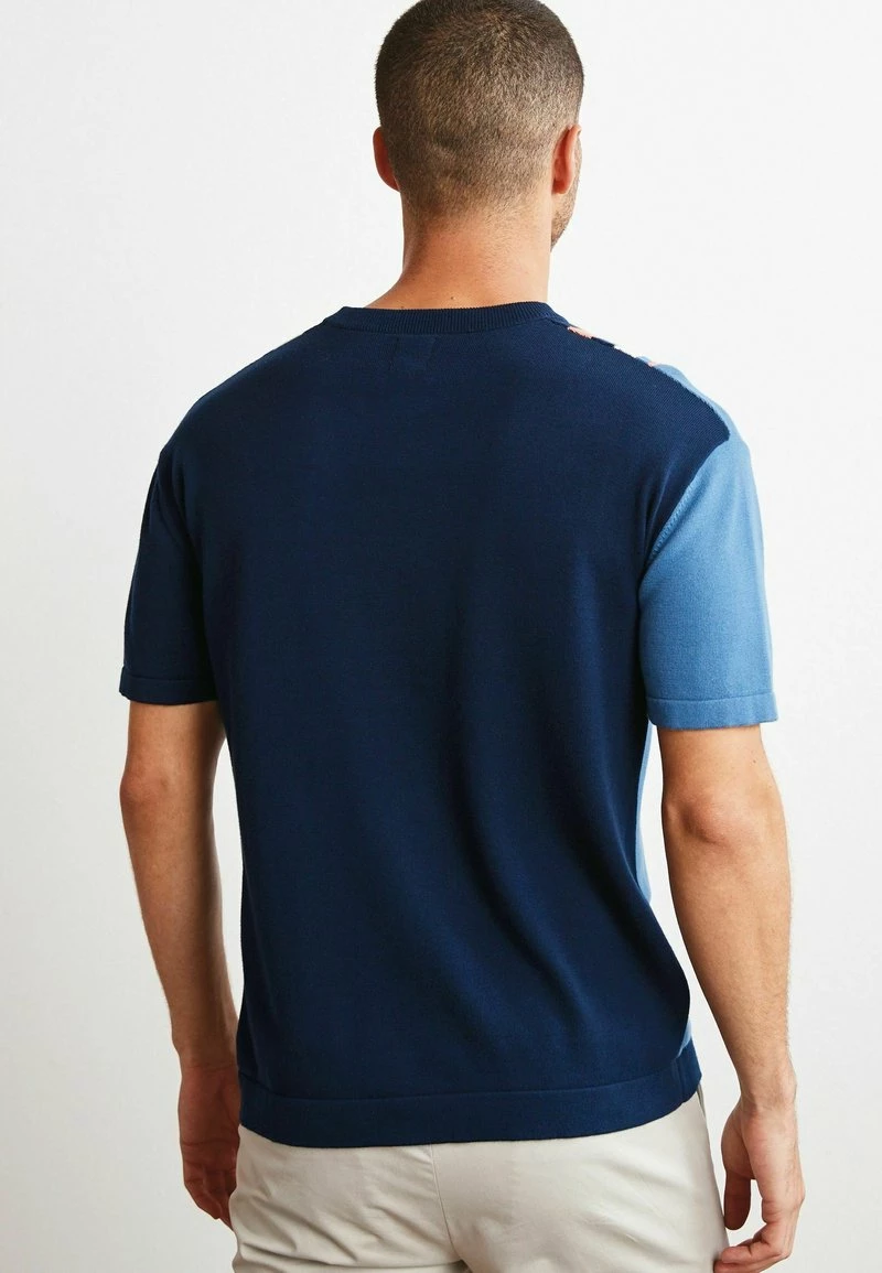 Next Herren KNITTED - T-Shirt Print - Navy Blue Pink Vertical Stripe – Bild 2