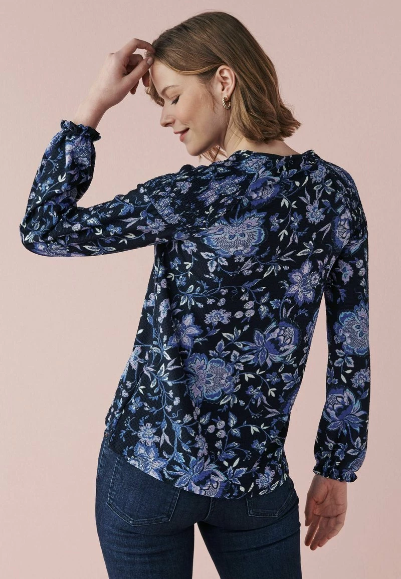 Next Damen LONG SLEEVE SHIRRED - Langarmshirt - Navy Blue Floral – Bild 2