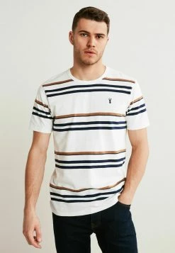 Next Herren T-Shirt Print - Ecru White Tan Brown