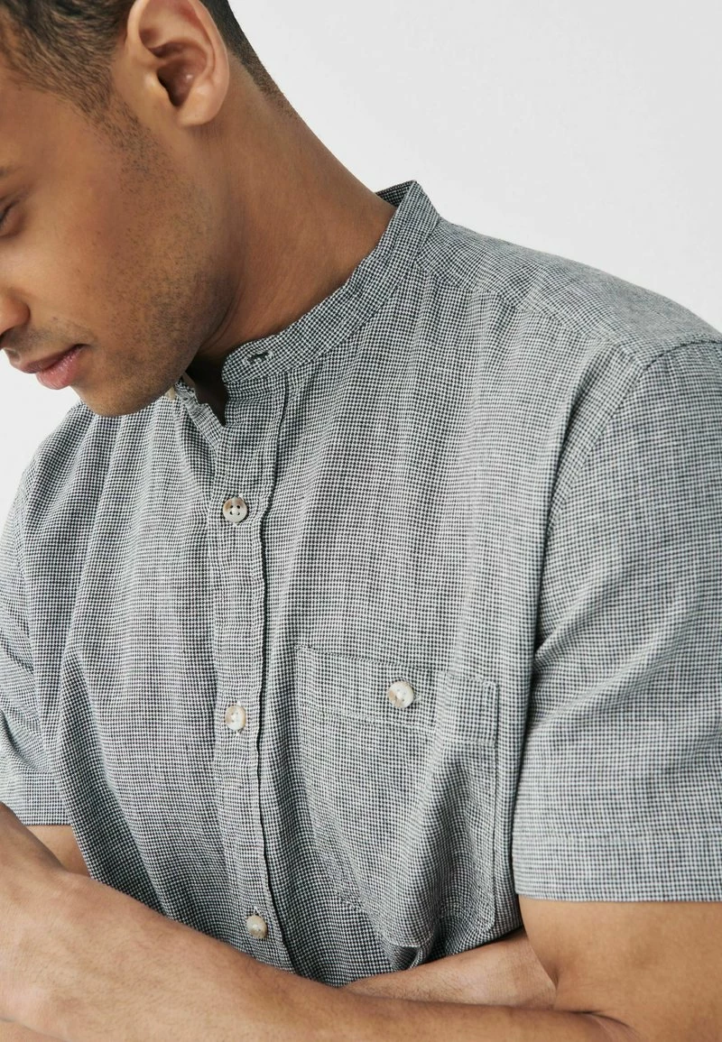 Next Herren SHORT SLEEVE - Hemd - Charcoal Grey Grandad Collar – Bild 4