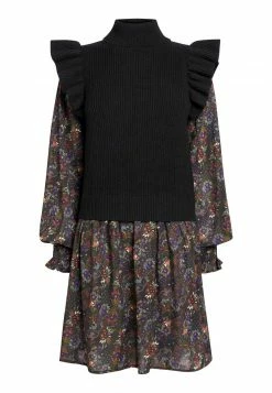 Next Damen MIT ROLLKRAGEN - Strickkleid - Black