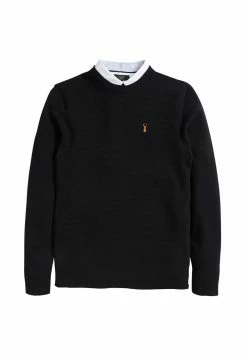 Next Herren OXFORD MOCK - Strickpullover - Black
