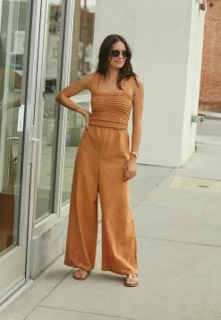 Next Damen SHIRRED - Jumpsuit - Tan