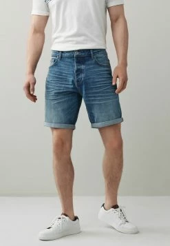 Next Herren GREEN CAST - Jeans Shorts - Mid Blue