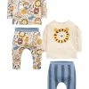 Next Kinder 4 PIECE SET - Leggings - Hosen - Blue Ochre Yellow Lion