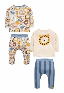 Next Kinder 4 PIECE SET - Leggings - Hosen - Blue Ochre Yellow Lion