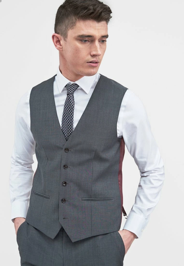 Next Herren SIGNATURE PLAIN SUIT: WAISTCOAT - Anzugweste - Light Grey