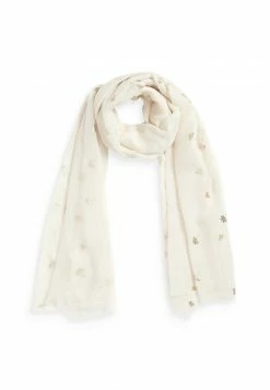 Next Damen FOIL PALM PRINT LIGHT WEIGHT - Schal - Ecru White