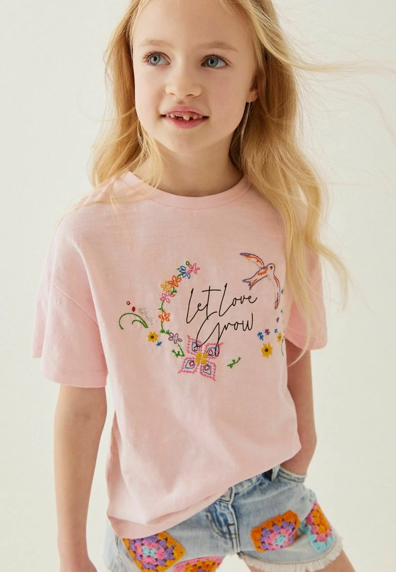 Next Kinder LET LOVE GROW EMBROIDERY - T-Shirt Print - Pink