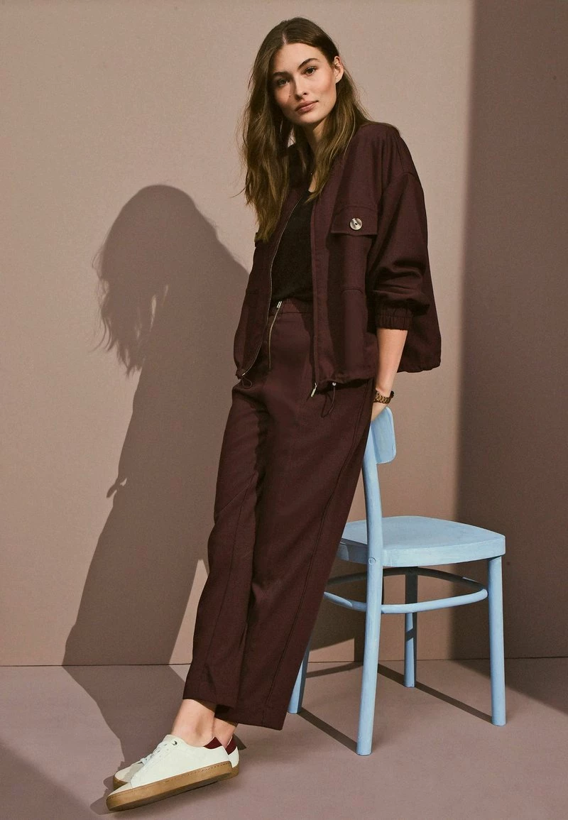 Next Damen ZIP FRONT TAPER LEG - Stoffhose - Brown