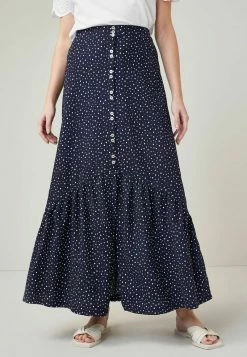 Next Damen Faltenrock - Navy Blue Spot