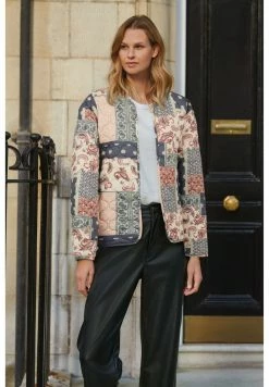 Next Damen Übergangsjacke - Blue Pink Patchwork Print