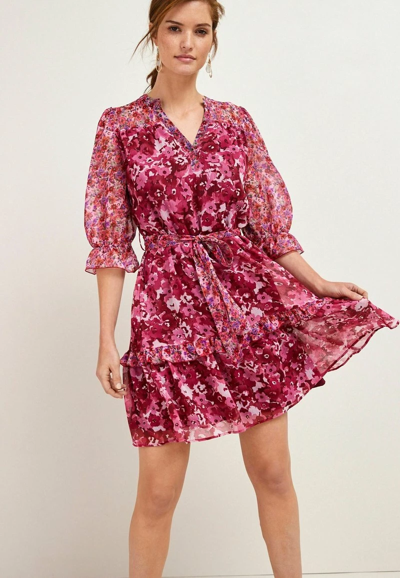 Next Damen TIERED - Freizeitkleid - Pink Spliced Floral