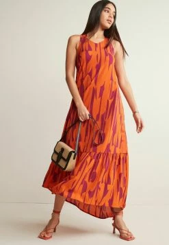 Next Damen SLEEVELESS - Maxikleid - Orange Geo Print
