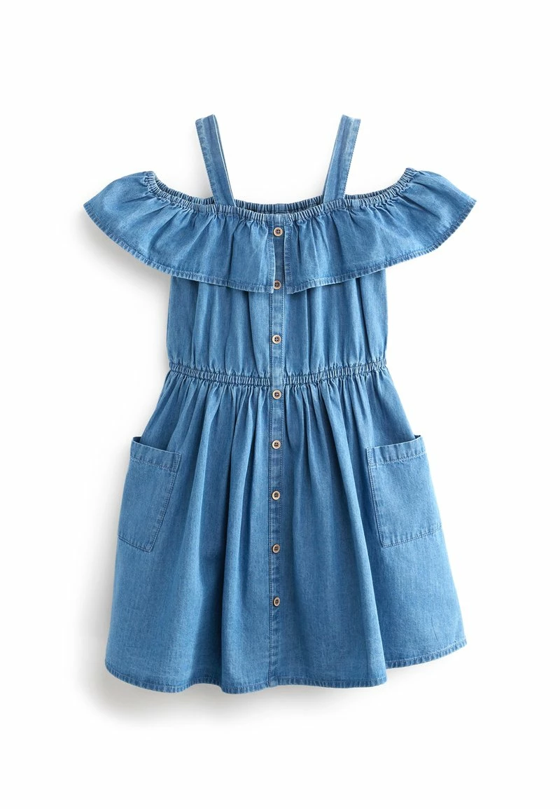 Next Kinder COLD SHOULDER - Freizeitkleid - Blue Denim