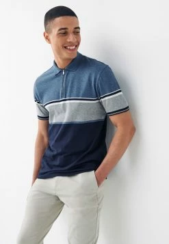 Next BLOCKED ZIP NECK - Poloshirt - Blue | Herren