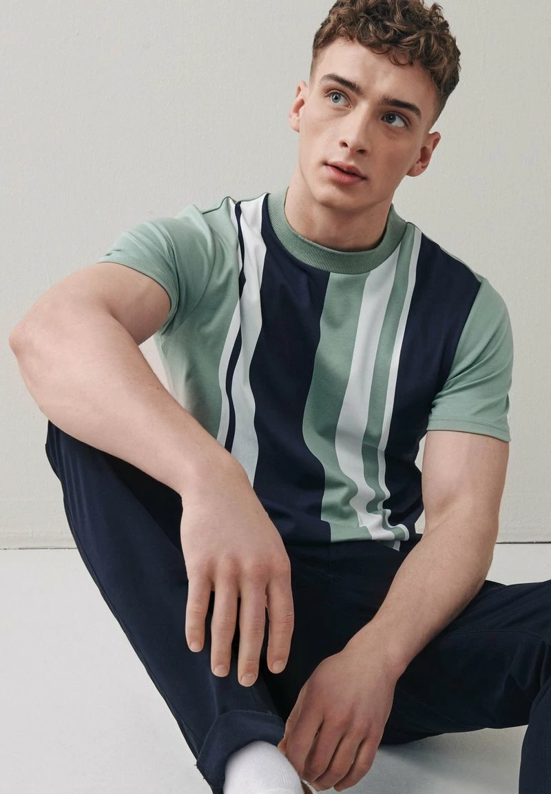 Next Herren T-Shirt Print - Green Navy Blue Vertical – Bild 4