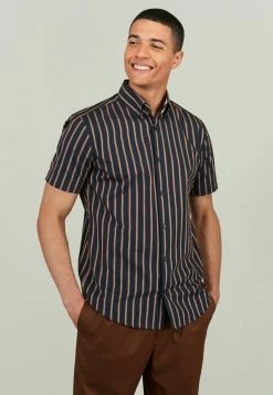 Next Hemd - Navy Blue Rust Brown Stripe | Herren