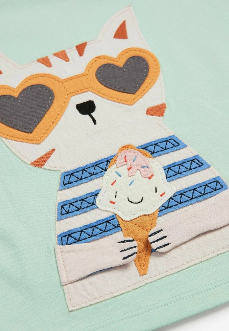 Next Kinder T-Shirt Print - Mint Green Cat – Bild 3