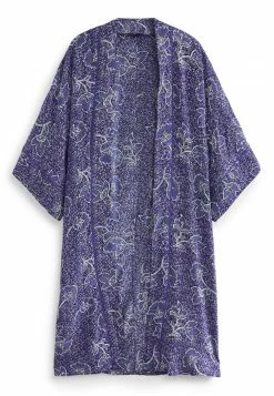 Next Damen LONGLINE KIMONO - Leichte Jacke - Blue Floral Print