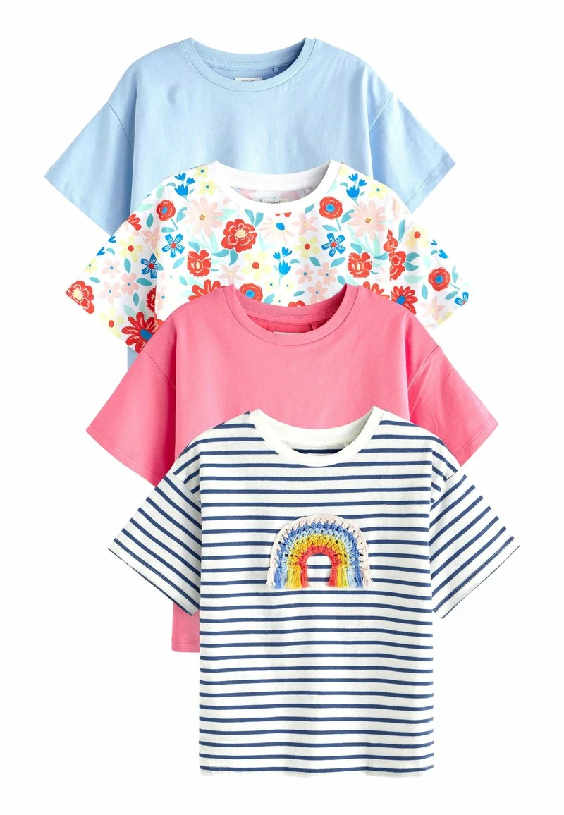 Next Kinder 4 PACK - T-Shirt Print - Ecru White Navy Blue