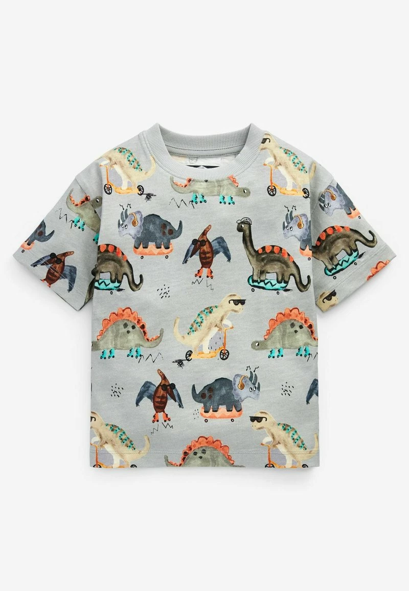 Next Kinder 3 PACK OVERSIZED - T-Shirt Print - Blue Ecru Cream Watercolour Dino – Bild 2