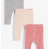 Next Unisex 3 PACK - Leggings - Hosen - Light Grey Coral Light Pink