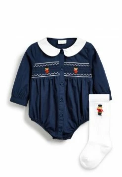 Next Kinder 2 PIECE SMART ROMPER - Hemd - Navy Blue And White
