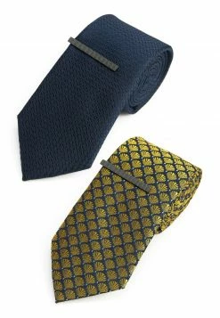 Next Herren TEXTURED 2 PACK WITH CLIP - Krawatte - Yellow Dark Blue