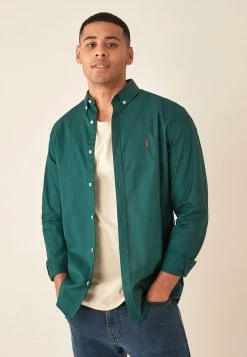Next Herren LONG SLEEVE OXFORD - Hemd - Dark Green