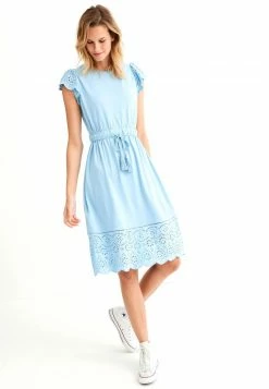 Next Damen BRODERIE TRIM SHORT SLEEVE MINI - Freizeitkleid - Blue