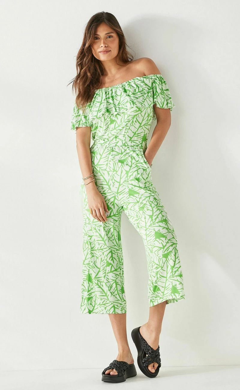 Next Damen OFF SHOULDER - Jumpsuit - Green Floral