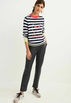 Next Damen LONG SLEEVE - Strickpullover - Black/white/coral