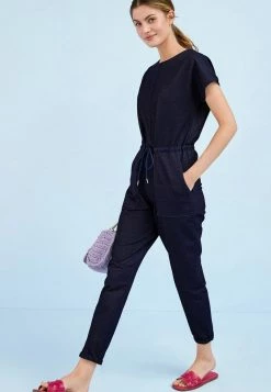 Next Damen TIE WAIST SHORT SLEEVE - Jumpsuit - Mid Blue