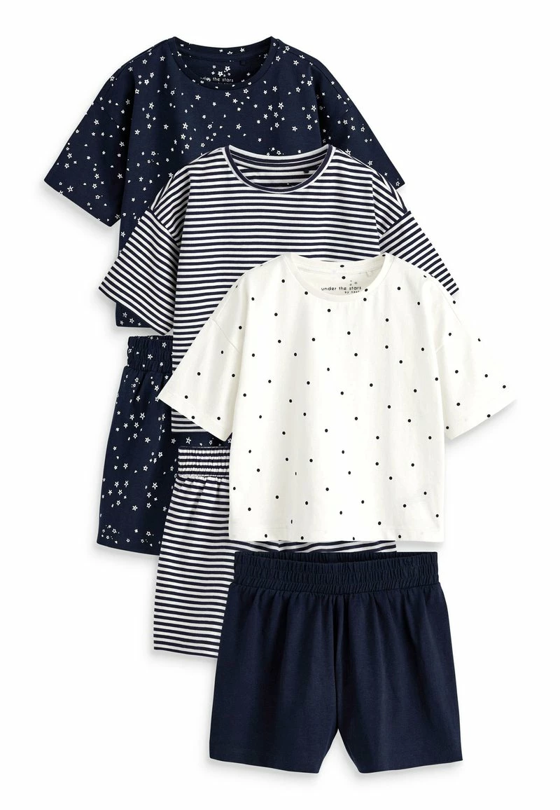 Next Kinder (9MTHS-16YRS) 3 PACK SET - Nachtwäsche Set - Navy White Star Stripe Spot